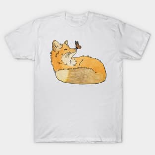 Fox and Butterfly Design T-Shirt